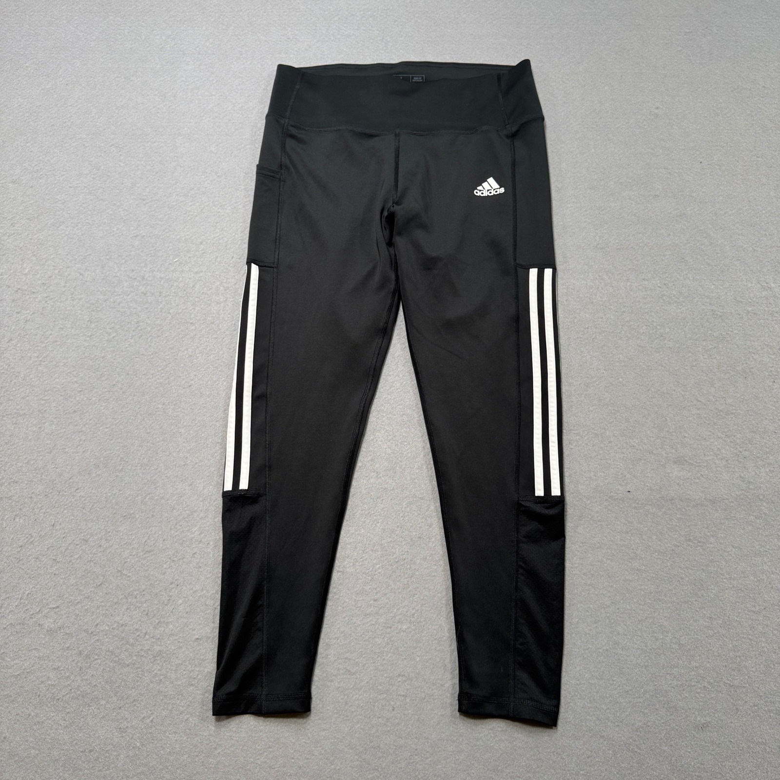 Adidas Aeroready Leggings Womens Large Black 3-Stripe Tight Fit Athletic Workout